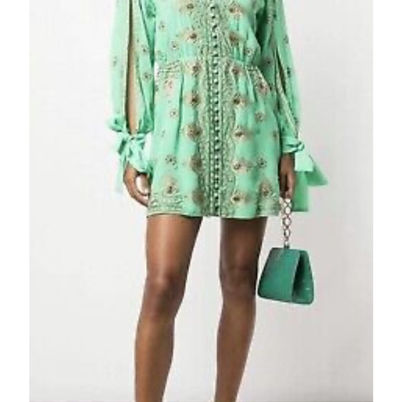 NWT Alice and Olivia Jade/Gold Dress - Picture 2 of 6